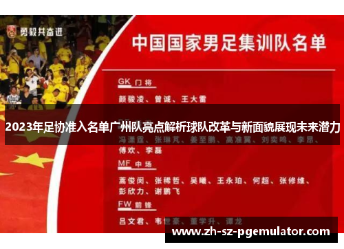 2023年足协准入名单广州队亮点解析球队改革与新面貌展现未来潜力
